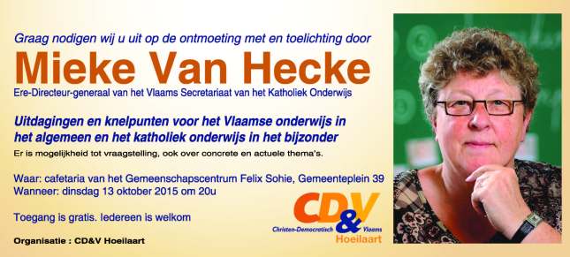 Uitnodiging Mieke Van Hecke 13.10.15